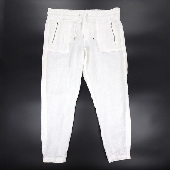NEW Athleta Cabo Linen Jogger Drawstring Pant Resort White Athleisure Athflow 14 - Picture 1 of 8